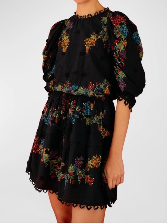 FARM Rio Dresses & Skirts - FARM Rio Black Louise Floral Cotton Mini Dress Size XL